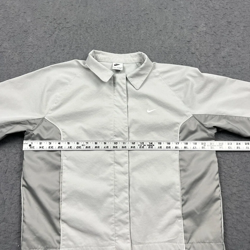 Nike Sportswear Womens Medium Grey Woven Jacket Oversized Sateen Full Zip HQ3750